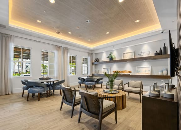 Game tables and lounge area for residents at Inspira, Florida
