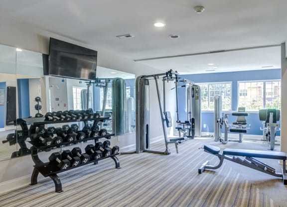 Fitness Center with weighs and machines at Madison Glen Mills, Glen Mills, Pennsylvania