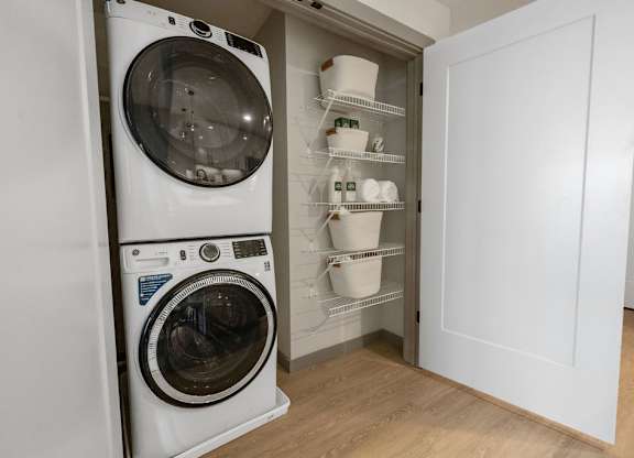 washer dryer in model apartment