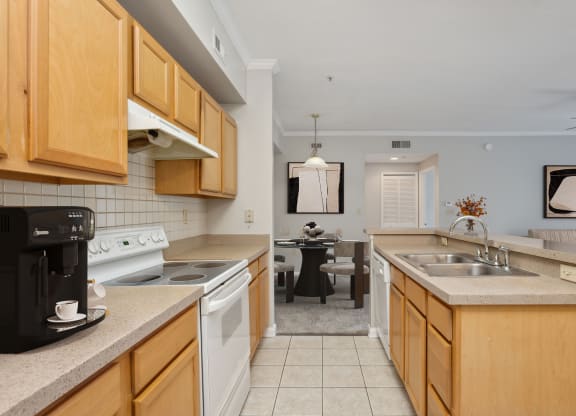 Model Kitchen with cabinets and appliances at The Preserve at Westchase, Tampa, Florida