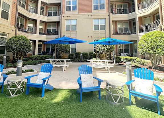 Patio at LaVie SouthPark Apartments in Charlotte, NC