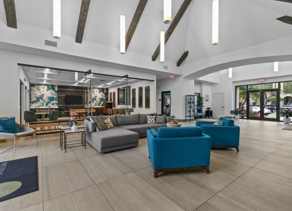 lobby with seating at The Preserve at Westchase, Tampa, FL