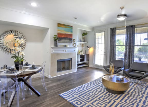 Living Room with Fire Place at Landing at Round Rock, Round Rock, TX