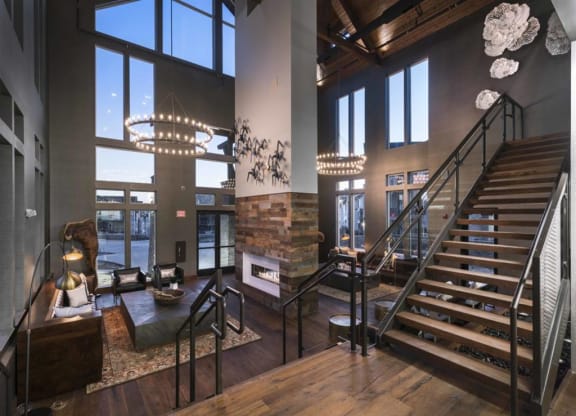 Stairs In Living Room at Montane, Parker, Colorado