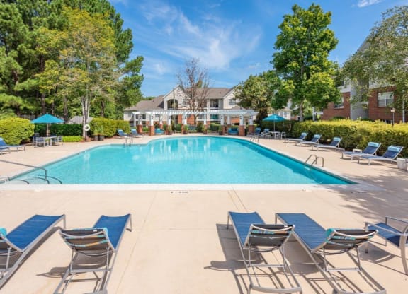Southpoint Crossing Apartments in Durham, North Carolina Pool with Lounge Chairs