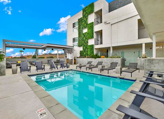 Pool and BBQ Terrace at the perch, Los Angeles, California