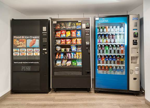 Vending machines in the building for convenient snacking and late-night nibbles.