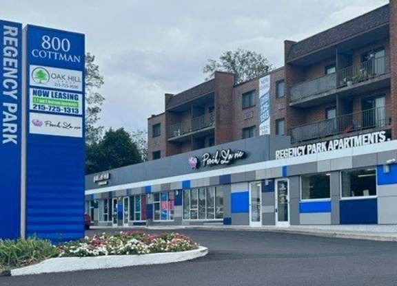 Regency Park leasing office with retail space.