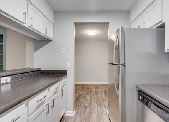 Kitchen With Stainless Steel Appliances & Wood-Style Flooring