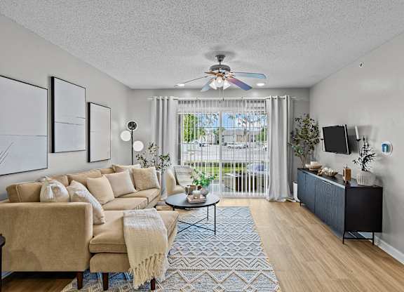 Living Area with Ceiling Fan