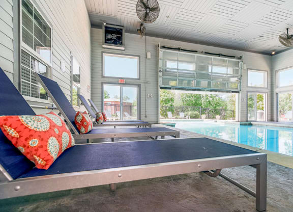 Lounger Chairs Along The Pool Sundeck