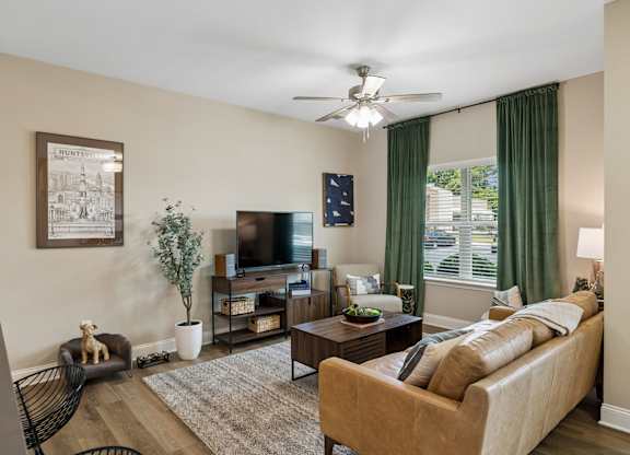Living Room with Wood-Style Flooring