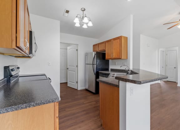 Fully-Equipped Kitchen with Black Appliances