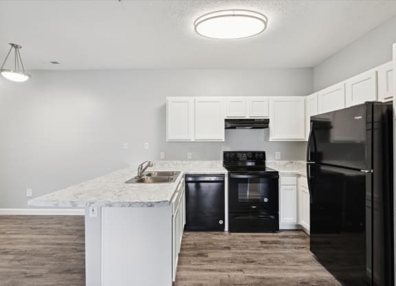 Fully-Equipped Kitchen with Black Appliances