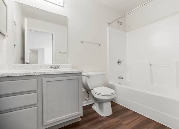 Bathroom with Wood style Flooring