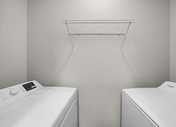 Washer and Dryer with Built In Shelving