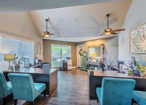 Clubhouse Office Area With Vaulted Ceilings