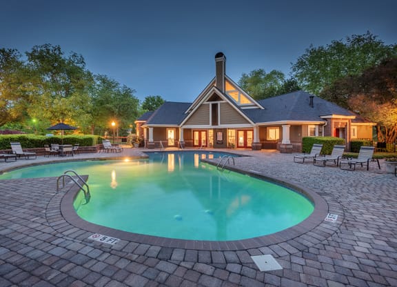 Outdoor Pool & Sundeck At Dusk