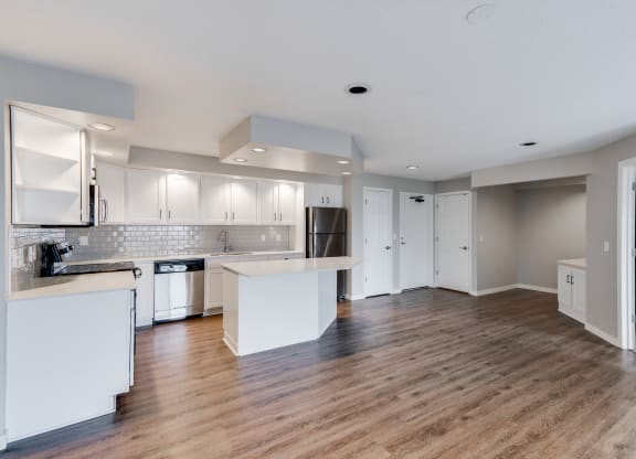Large Kitchen with White Cabinetry