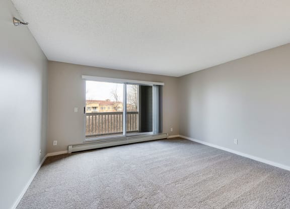 Plush Carpeting with Sliding Patio Door to Balcony