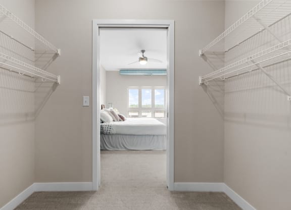 Walk-In Closet With Built-In Shelving
