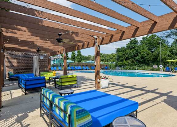 Outdoor pool with cabana