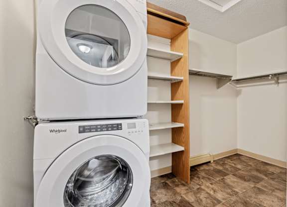 Washer and Dryer with Built In Shelving