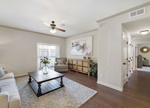 Spacious Living Area with Hardwood-Style Flooring