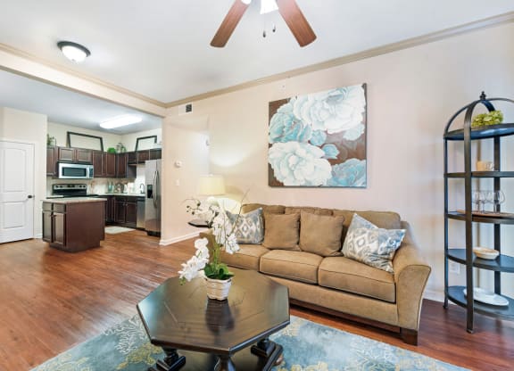 Living Area with Hardwood-Style Floors