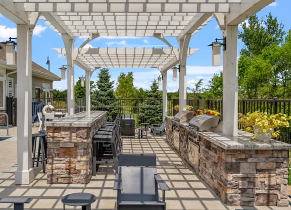 Outdoor Grilling Area Near Pool