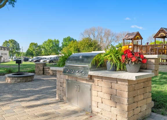 Outdoor Kitchen next to Firepit