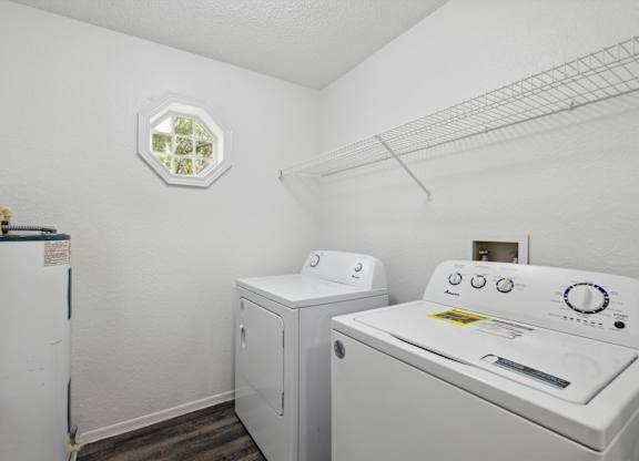 Washer and Dryer with Built In Shelving