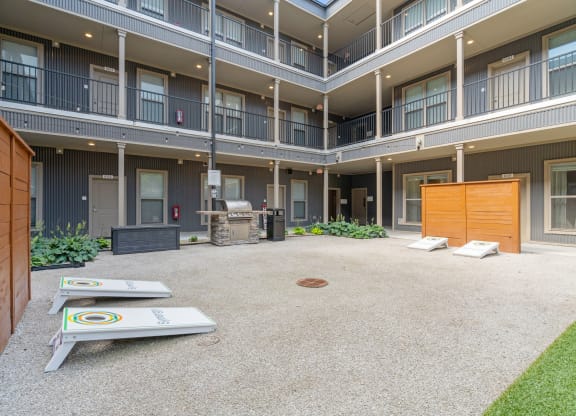 Courtyard with Cornhole Area