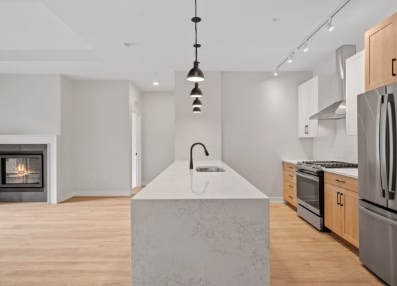 Kitchen with Waterfall-Style Island