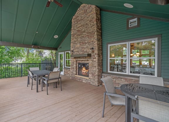 Outdoor Lounge With Fireplace