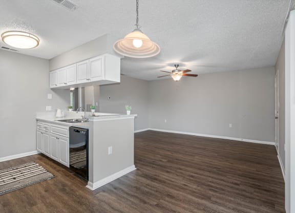 Spacious Living Area with Overhead Lighting