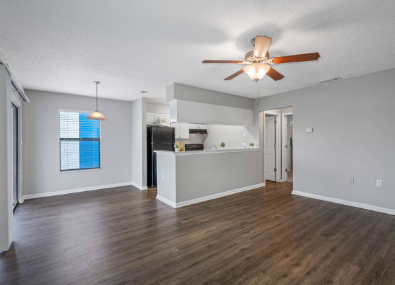 Living Area with Ceiling Fan