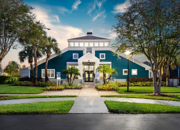 Clubhouse Exterior At Twilight
