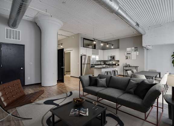 Living Area with High Ceilings
