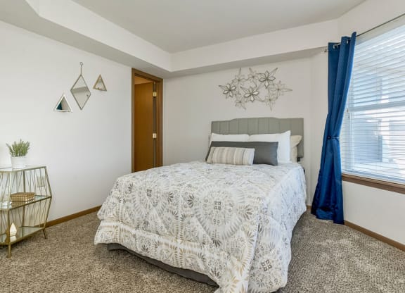 Carpeted Bedroom With Large Window