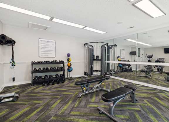 Fitness Center with Dumbbell Equipment