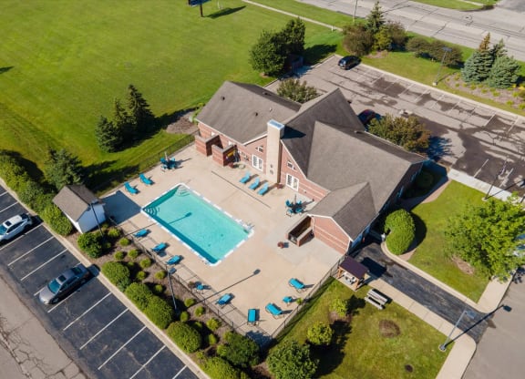 Aerial View of Clubhouse and Pool