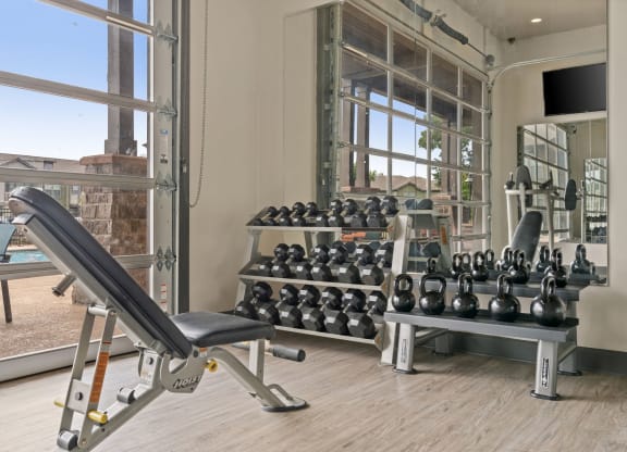 Fitness Center with Dumbbell Equipment