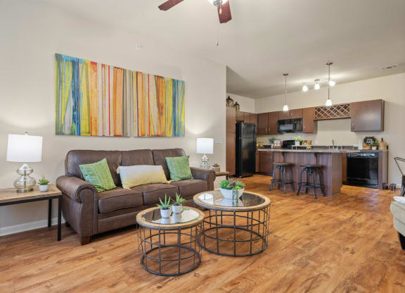 Spacious Living Area With Wood-Style Flooring