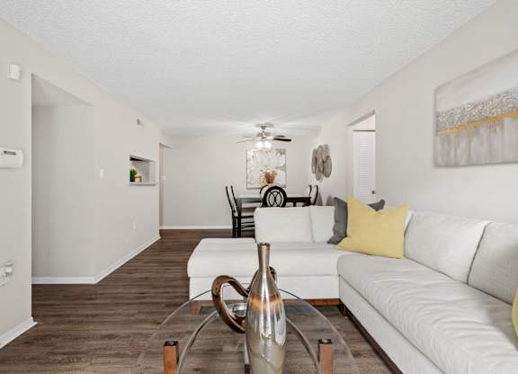Spacious Living Area With Wood-Style Flooring