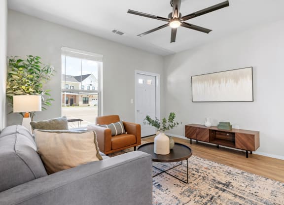 Living Room with Wood-Style Flooring