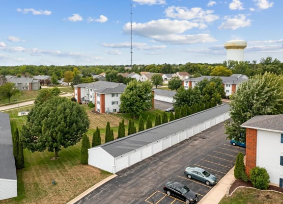 Aerial View of Detached Garages