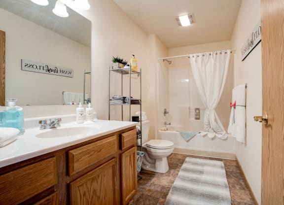 Spacious Bathroom With Shower & Tub