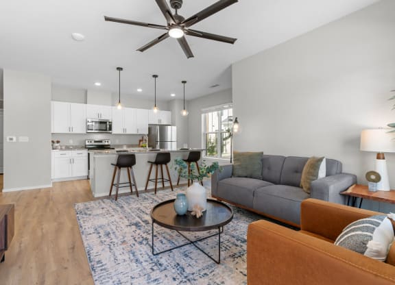 Living Room with Wood-Style Flooring