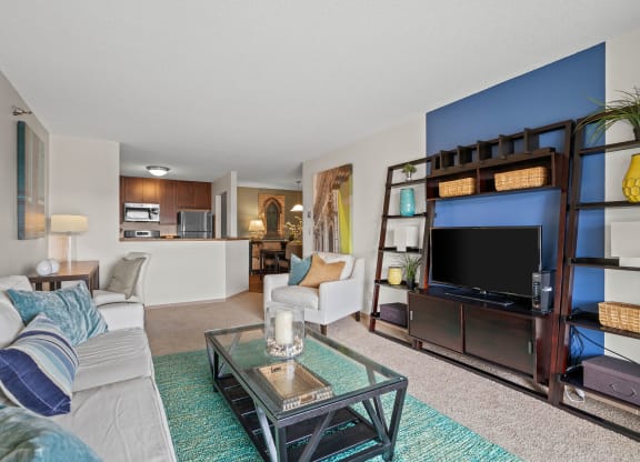 Spacious Living Area with Carpet